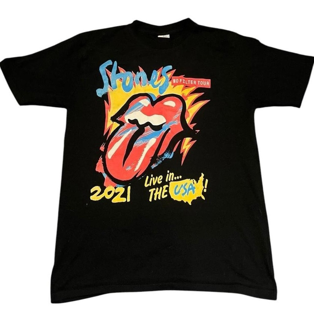 The Rolling Stones No Filter Tour 2021 black cotton t-shirt #TheRollingStones